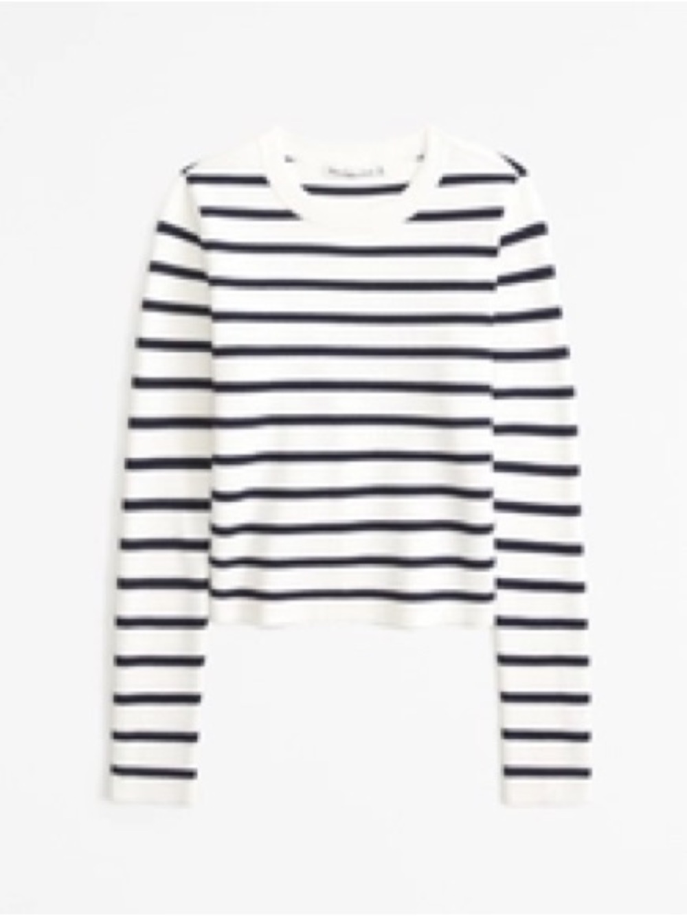 Abercrombie & Fitch White and Navy Striped Long-Sleeve Top